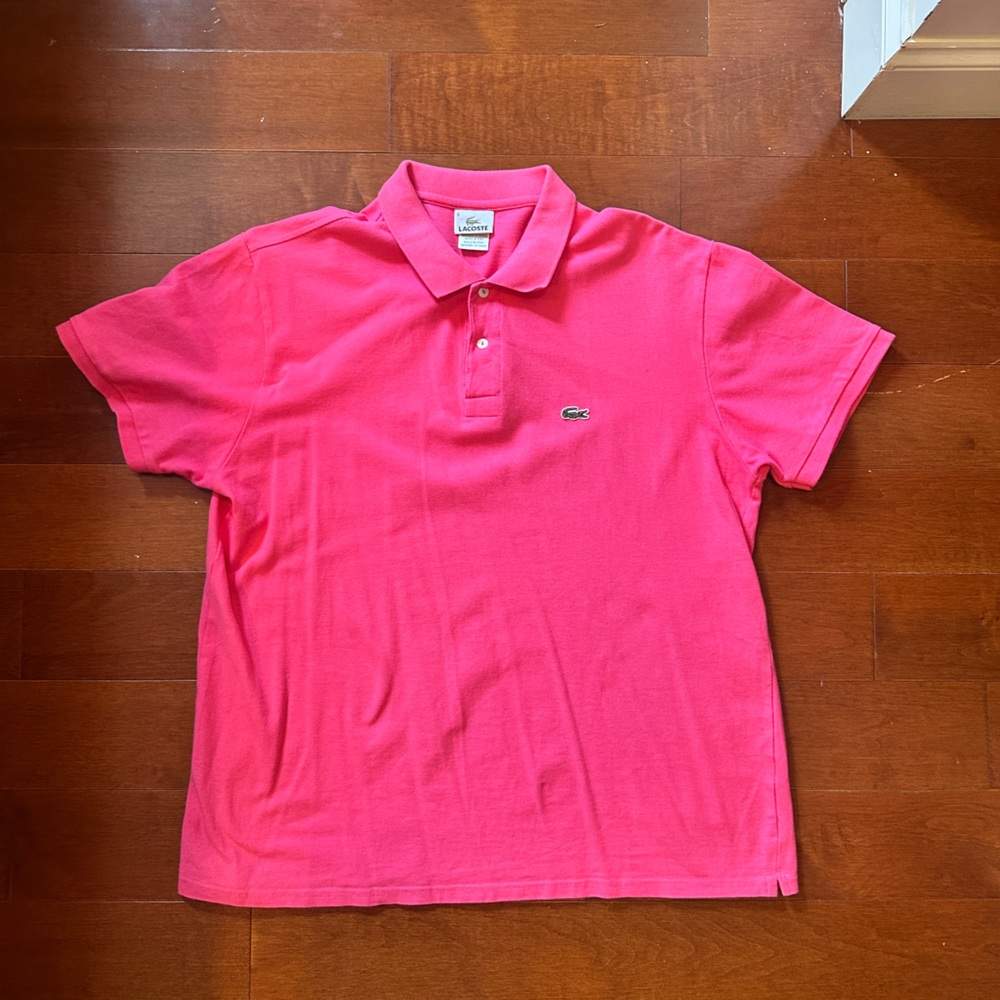 Lacoste Men Pink Polo Shirt Size XL